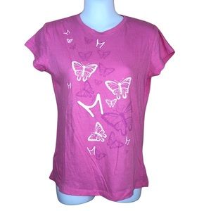 Pink Butterfly Matix TShirt girls large ladies small